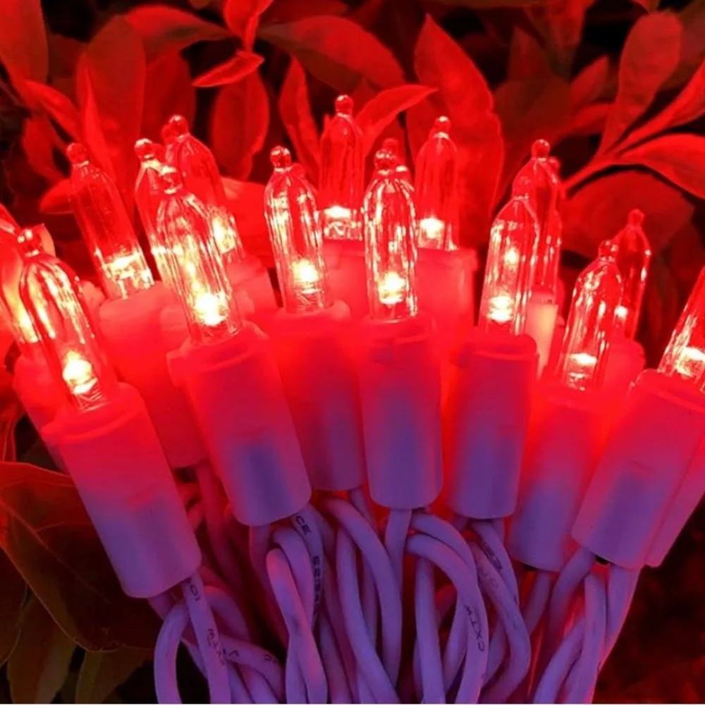 200 Red Christmas Lights, UL Listed & Commercial Grade 2 String Set of 100-New